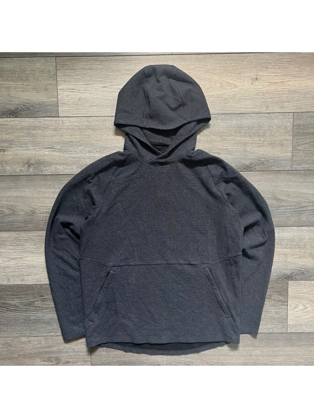 Lululemon At Ease Hoodie Men's L Textured Pullover Sweatshirt Charcoal Gray